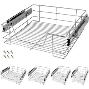 Casaria 4x Keukenlade 60cm Verchroomd 25kg Belastbaar Opbergsysteem Huishouden