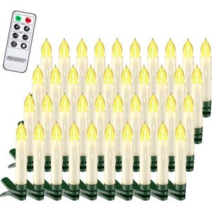20/30/40/50/60 stuks LED-kaarsen, LED-kerstverlichting, draadloze dimbare kerstverlichting, vlamloze kerstkaarsen voor de kerstboom, kerstdecoratie, bruiloften,feesten (melkwitte kaars, 20 stuks