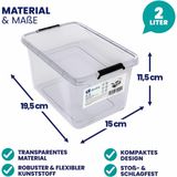 DEUBA Opbergbox Set van 6 - 2l BPA Vrij Stapelbaar - 19,5x15x11,5cm