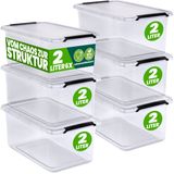 DEUBA Opbergbox Set van 6 - 2l BPA Vrij Stapelbaar - 19,5x15x11,5cm