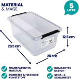 DEUBA Opbergbox Set van 4 - 5l BPA Vrij Stapelbaar - 29,5x20x12cm