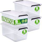 DEUBA Opbergbox Set van 4 - 5l BPA Vrij Stapelbaar - 29,5x20x12cm