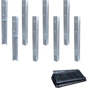 WICKEY Grondanker paalhouder paalanker set a 8 stuks met anti-worteldoek voor speeltoren & schommel, anker, hoekanker voor speeltoestel & schutting