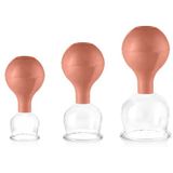 pulox Vakuum-Massager Schröpfgläser Set aus Echtglas 3 Stück diverse Größen groß Braun