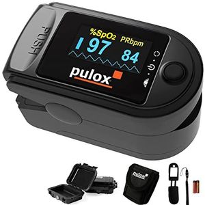 PULOX PO-200A - Pulsoximeter - Zwart - Met Alarm en Accessoireset voor SpO2 en Puls