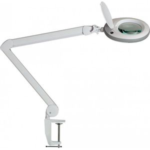 Lumeno LED loeplamp 7213GR met 127 mm glazen lens, werklamp, cosmeticalamp, geschikt voor cosmetica, hobbyisten, leeshulp, 3 dioptrie grijs