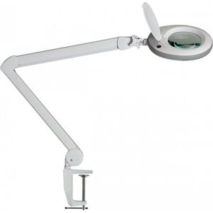 Lumeno LED loeplamp 7215GR met 127 mm glazen lens, werklamp, cosmeticalamp, geschikt voor cosmetica, hobbyisten, leeshulp, 5 dioptrie grijs