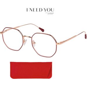 Leesbril I Need You Yoko +2.0 dpt rood-koper