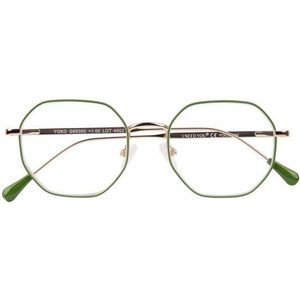 Yoko - I Need You - Leesbril - Groen-Goud - +2.50 dpt, Veerscharnieren, Glasbreedte 50mm