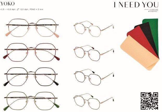 Leesbril I Need You Yoko assorti doos à 20 brillen en hoesjes