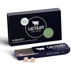 LactoJoy Lactase-tabletten, Snelle Hulp bij Lactose-Intolerantie, Zuivel- en Melkverteringshulp, Voedingsenzym voor een Betere Spijsvertering, 100% Veganistisch, Chemicaliënvrij (Lactojoy)
