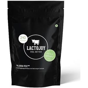 LactoJoy Lactase Tabletten Navulling, Enzym-Basis, Supplement bij Lactose-Intolerantie, Probiotische Hulp bij Zuivel- en Melkvertering, Goede Stoelgang, 100% Vegan en Chemicaliënvrij, 240 Capsules