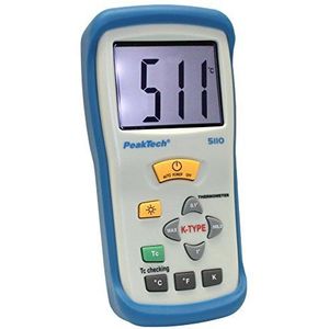 PeakTech 1-kanaals digitale thermometer -50 °C + 1300 °C met type-K temperatuursensor, 2000 counts, 1 stuk, P 5110