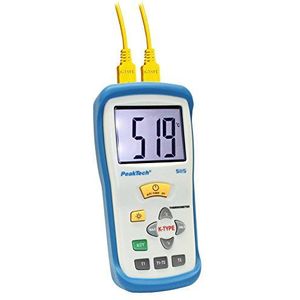 PeakTech 2-kanaals professionele digitale thermometer met groot display voor type K sensoren/thermo-elementen -50