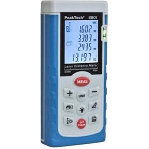 PeakTech P2801 Professionele laserafstandsmeter 0,05 m en 60 m met lcd-display met achtergrondverlichting en waterpas