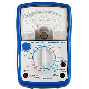 PeakTech analoge multimeter; Cat III 600V; ampèremeter 10A DC; voltmeter 500V AC/DC; Ohm-meter; doorgangstester, 1 stuk, P 3201