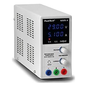 PeakTech P 6225 A 6225 A – laboratoriumvoeding 0-30V / 0-5A, regelbaar, laboratoriumvoeding DC met 4-cijferige LED-indicator, gestabiliseerde schakelvoeding, stroommeter, overbelastings- en kortsluitvast