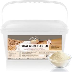 GOLDEN PEANUT Vital tarwegluten, 2 kg, natuurlijk verdikkingsmiddel, puur plantaardig, tarweeiwit, zijkant, caloriearme voedingssterkte, bakken, koken