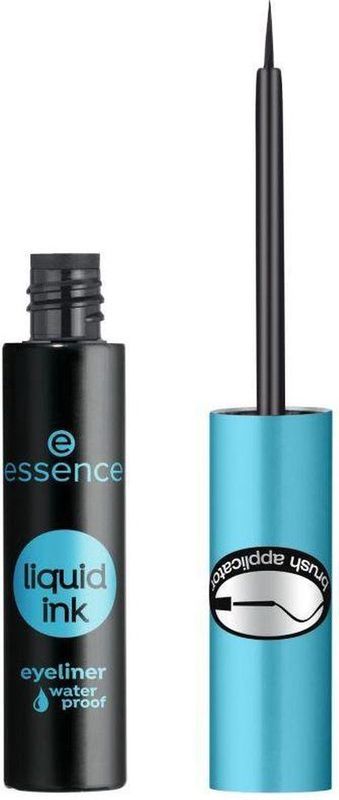 Essence cosmetics liquid ink eyeliner waterproof, Eye Liner, Nr. 01, schwarz, definierend, langanhaltend, wasserfest, vegan, ohne Parfüm (3ml)