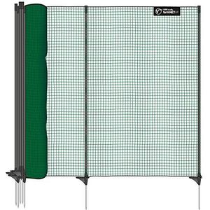 VOSS.farming omheiningsnet Classic zonder stroom, 25 m, 90 cm, 15 palen, enkele pen, groen, kleindiernet, mobiele afrastering, tuinafscheiding, voor tuin, huis, erf