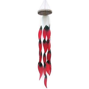 Asiastyle G-WC-Chili059re Chilis Glas Wind Chime, 59 cm, Rood, 3 x 30 x 59 cm