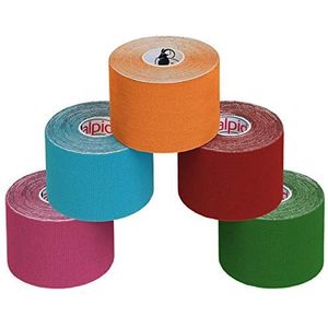 ALPIDEX 5 Stuck Kinesiology Tape Veel kleuren 5 m x 5 cm Toepassingsfolder Elastisch Waterdicht Huidvriendelijk Fysio Spier Tape Set, Kleur:Veelkleurig