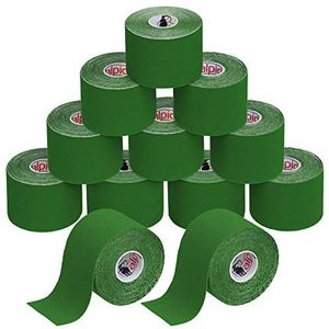 ALPIDEX Kinesiologie Tape 1/3/ 6/12 rollen Veel kleuren 5 m x 5 cm Toepassingsfolder Elastisch Waterdicht Huidvriendelijk Fysio Spier Tape Set, Kleur:Groen, Aantal stuks:12 rollen