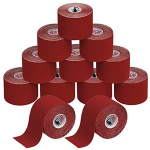 ALPIDEX Kinesiologie Tape 1/3/ 6/12 rollen Veel kleuren 5 m x 5 cm Toepassingsfolder Elastisch Waterdicht Huidvriendelijk Fysio Spier Tape Set, Kleur:rood, Aantal stuks:12 rollen