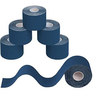 BB Sport 6 Stuck Kinesiology Tape 5 m x 5 cm Vele Kleuren E-book Applicatie Brochure Elastiek Spirien Tape Kinesiotape Set, Kleur:Donkerblauw