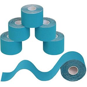 BB Sport 6 Stuck Kinesiology Tape 5 m x 5 cm Vele Kleuren E-book Applicatie Brochure Elastiek Spirien Tape Kinesiotape Set, Kleur:Lichtblauw