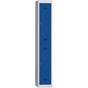 Wolf Lockerkast met twee verdiepingen Hamburg, 1 compartiment, breedte 300 mm, basiselement, lichtgrijs / gentiaanblauw