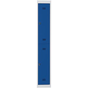 Wolf Lockerkast met twee verdiepingen Hamburg, 1 compartiment, breedte 300 mm, aanbouwelement, lichtgrijs / gentiaanblauw