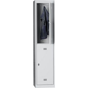 Wolf Lockerkast met twee verdiepingen Hamburg, 1 compartiment, breedte 400 mm, basiselement, lichtgrijs / lichtgrijs