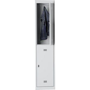 Wolf Lockerkast met twee verdiepingen Hamburg, 1 compartiment, breedte 400 mm, aanbouwelement, lichtgrijs / lichtgrijs