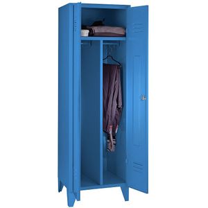 Wolf Stalen kledingkast, 1 hoog vak, deuren met sleuven, lichtblauw, vakbreedte 600 mm