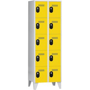 Wolf Lockerkast, vakhoogte 320 mm, h x b x d = 1850 x 600 x 500 mm, vakbreedte 300 mm, frame- / deurkleur lichtgrijs / zinkgeel