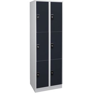 Wolf Drievoudige locker Stuttgart, 2 compartimenten, lichtgrijs / antracietgrijs