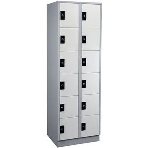 Wolf Zesvoudige locker Stuttgart, 2 compartimenten, zilvergrijs / lichtgrijs