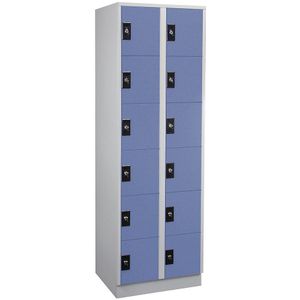 Wolf Zesvoudige locker Stuttgart, 2 compartimenten, lichtgrijs / duifblauw