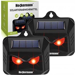 Heckermann Afweermiddel op zonne-energie voor wilde dieren met leds, model: VS-319, USB-kabel, groot bereik, voor alle soorten dieren, marters, wilde zwijnen, katten