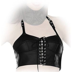 Ledapol sexy lingerie echt leder corsage bustier met veters maat 46 zwart