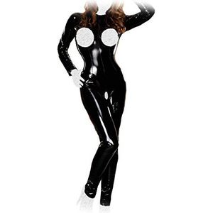 Ledapol 1803 Lak-overall Catsuit Busenfrei Stap open, 38 zwart