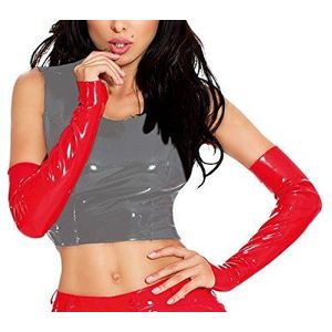 Insistline glanzende Datex latex handschoenen armwarmers lang met duimlus, XL rood