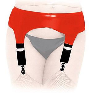 Insistline Datex/Latex jarretelgordel smalle straps zwart Gr. XXL rood