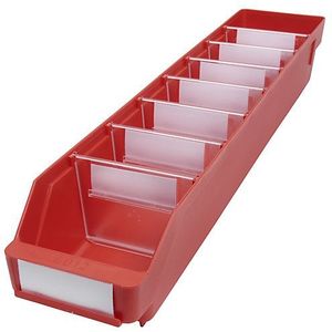 STEMO Stellingbak van zeer slagvast polypropyleen, rood, l x b x h = 600 x 118 x 95 mm, VE = 30 stuks