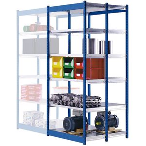 hofe Robuuste inhaakstelling, dubbelzijdig, stellinghoogte 2000 mm, blauw / verzinkt, legbordbreedte 1025 mm, basisstelling, breedte x diepte = 1025 x 500 mm