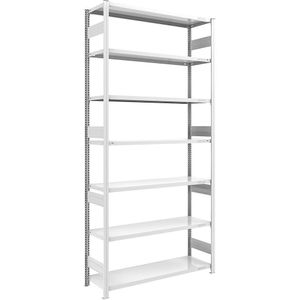 hofe Zwaarlast-inhaakstelling, grijs, dubbelzijdig, stellinghoogte 3000 mm, 7 legborden, basisstelling, b x d = 1300 x 500 mm
