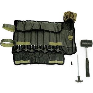 Lucx Haringset 14-delig incl. rubberen hamer & draagtas - tentharingen met schroefdraad voor vistenten, bivvy, plaid, Brolly & Camping - verzinkt staal, roestvrij