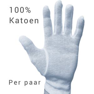 Katoenen handschoenen wit - per paar - Medium - voor eczeem / allergie / handcreme - juweliers / munt handschoen