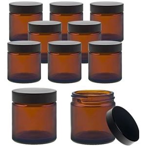 Viva-Haushaltswaren 10 kleine glazen potten 60 ml/zalfpot/crème pot gemaakt van bruin glas incl. etiketten